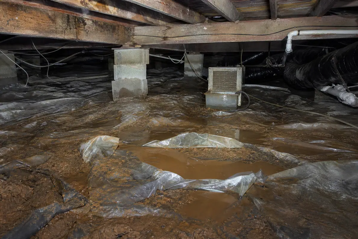 Failing crawl space moisture control in Maryville, TN before