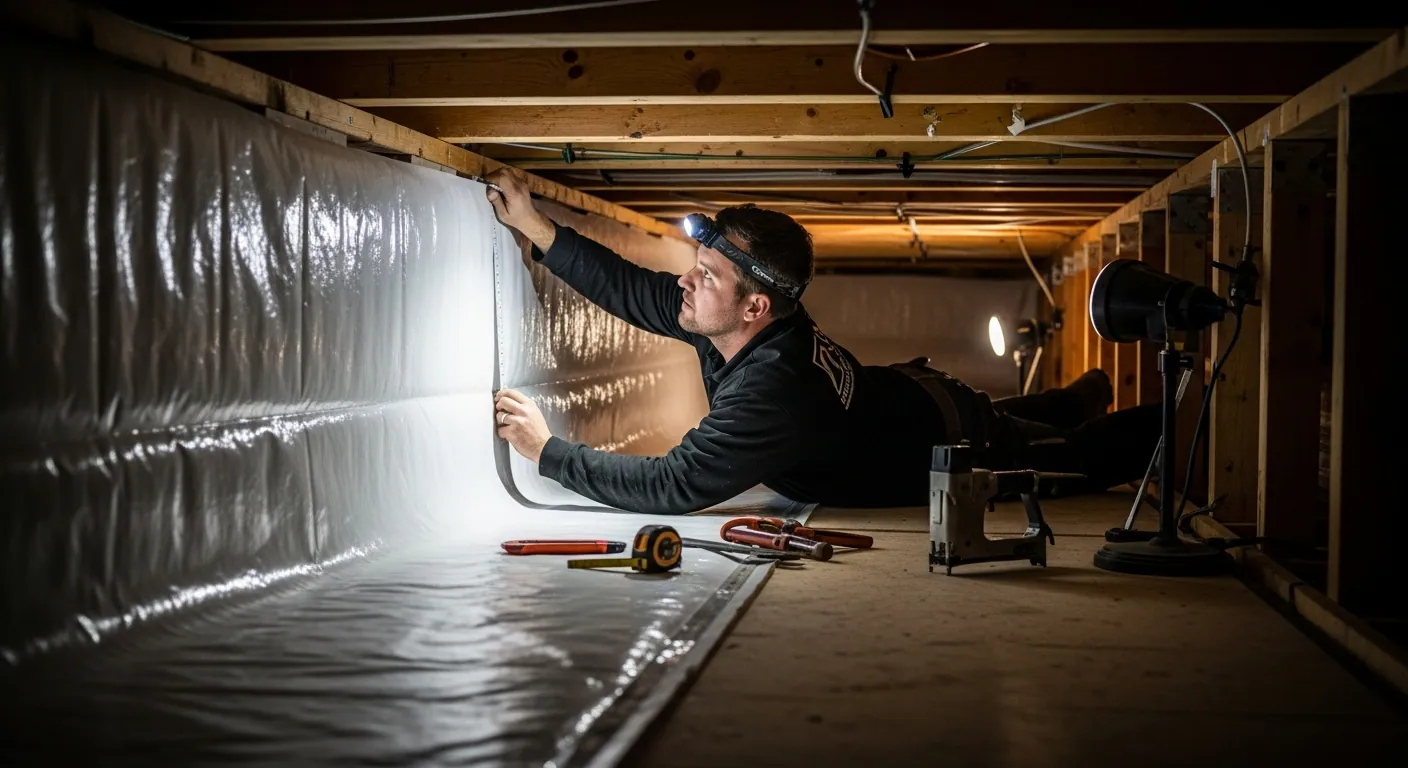 Crawl space encapsulation with vapor barrier installation in Knoxville, TN